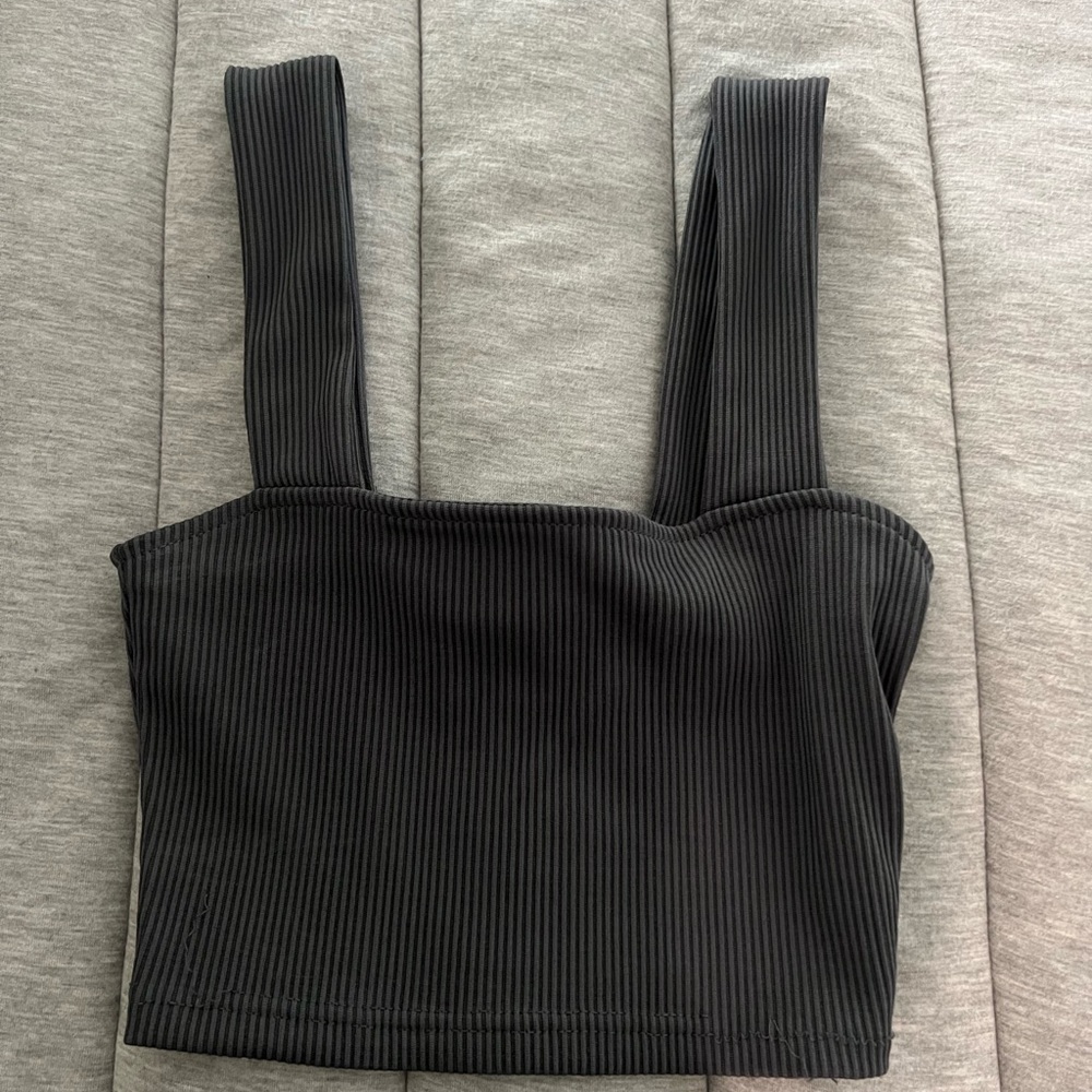 H&M grey cropped tank top, ribbed material